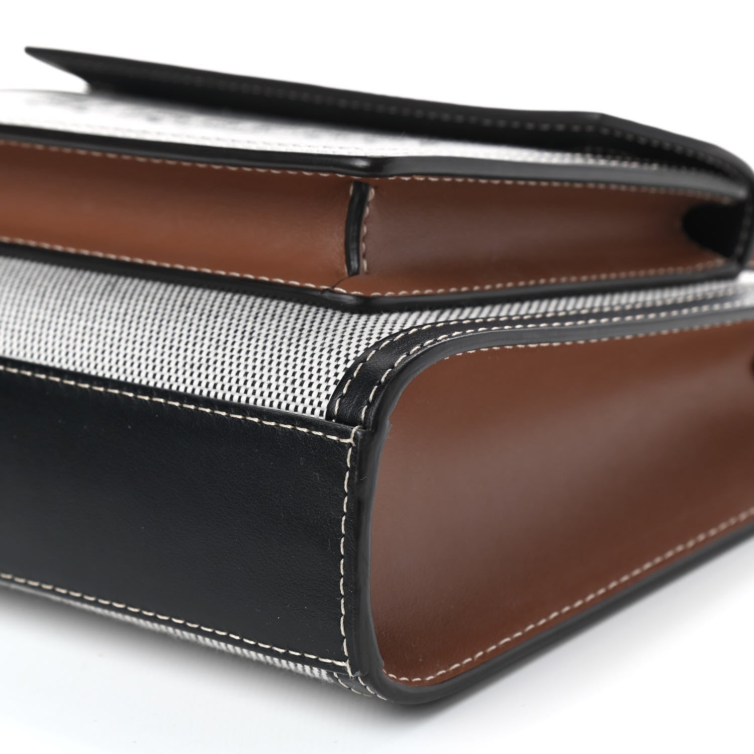 Burberry Smooth Calfskin Canvas Two Tone Mini Pocket Bag Black Tan 7 of 11