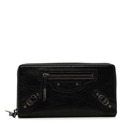 Balenciaga Agneau Classic Hardware Continental Zip Around Wallet Black 1 of 9