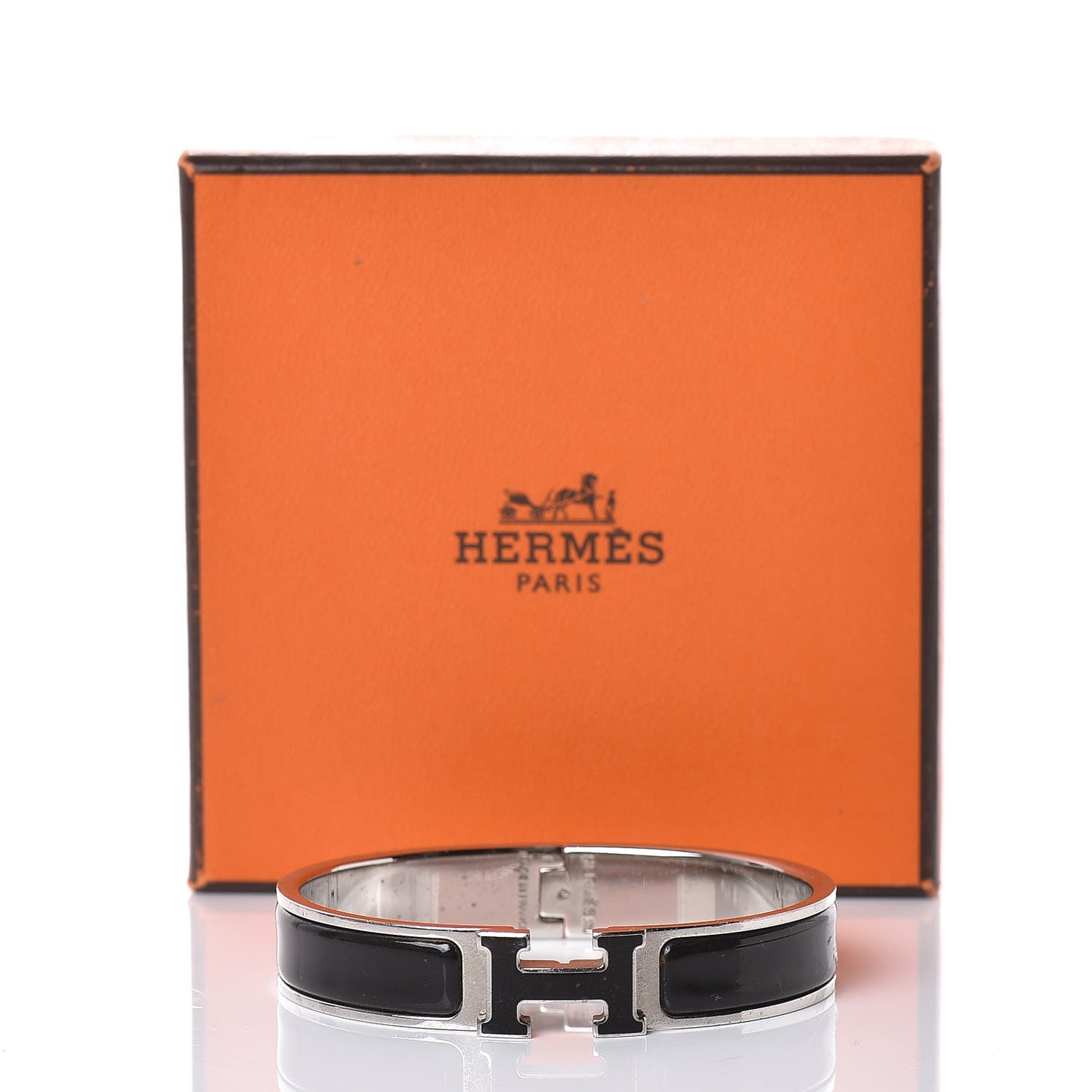 Enamel Narrow Clic Clac H Bracelet PM Black