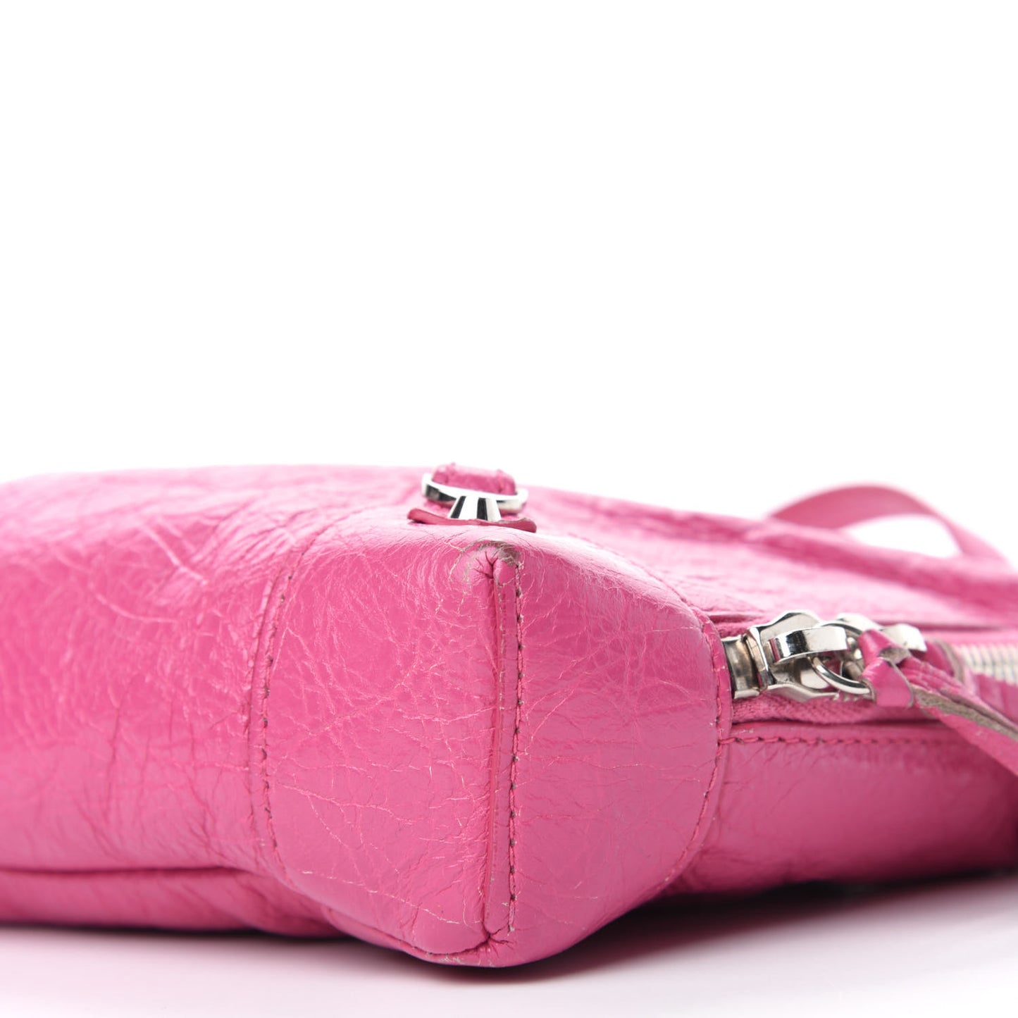 Agneau Arena Classic Silver Hardware XS Reporter Crossbody Rose Flamingo