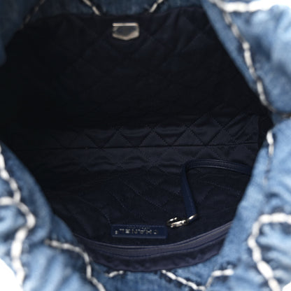 Chanel Denim Quilted Stitched Small Chanel 22 Blue 6 of 11