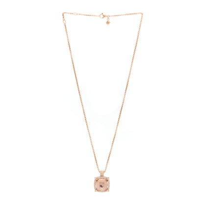 David Yurman 18K Rose Gold Diamond Morganite 14mm Chatelaine Pave Bezel Pendant Necklace 3 of 6