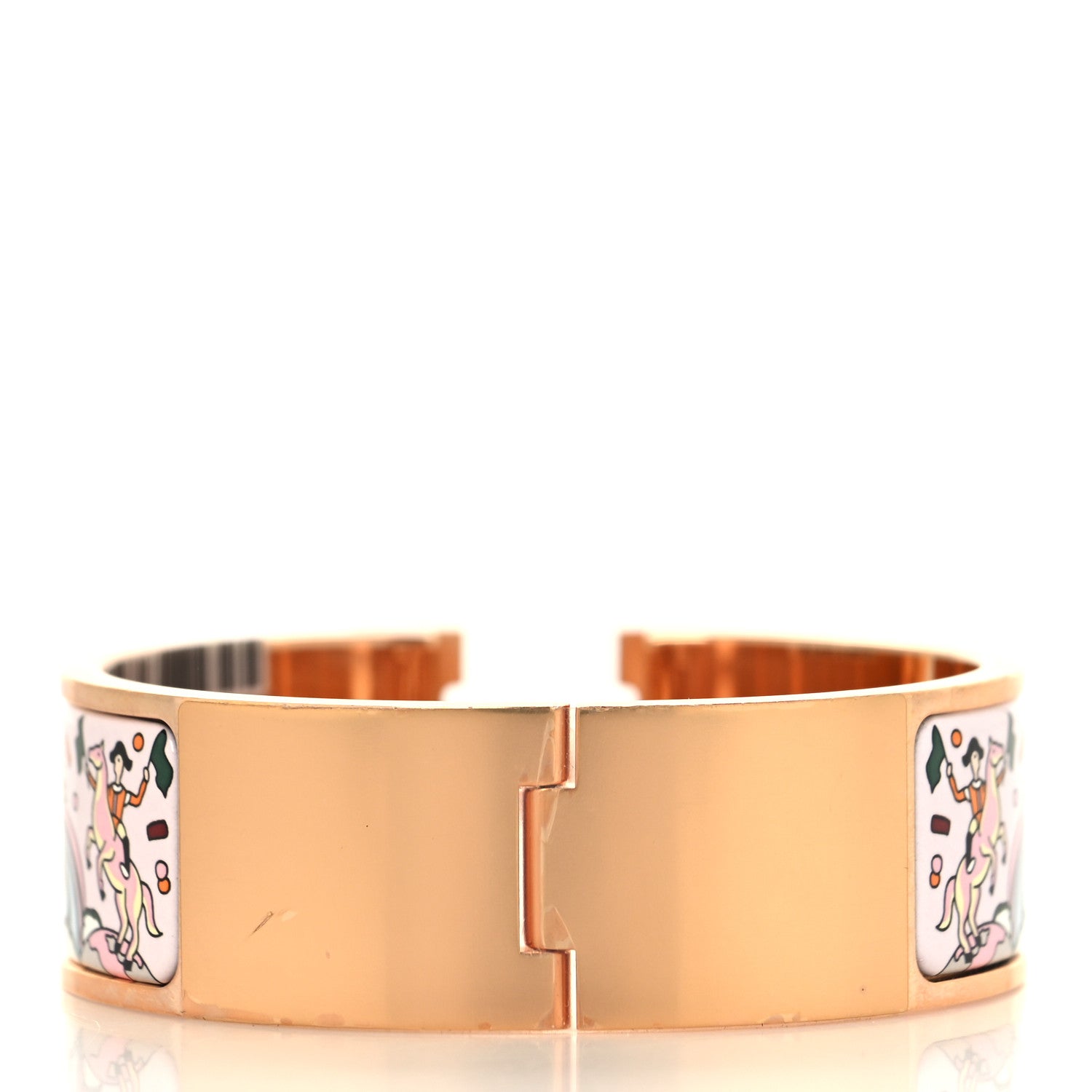 Hermes Enamel Printed Wide L'Epopee d'Hermes Clic Clac H Bracelet GM Rose Dragee 3 of 4