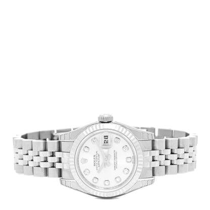 Rolex Stainless Steel 18K White Gold Diamond 26mm Oyster Perpetual Datejust Watch Silver 179174 2 of 4