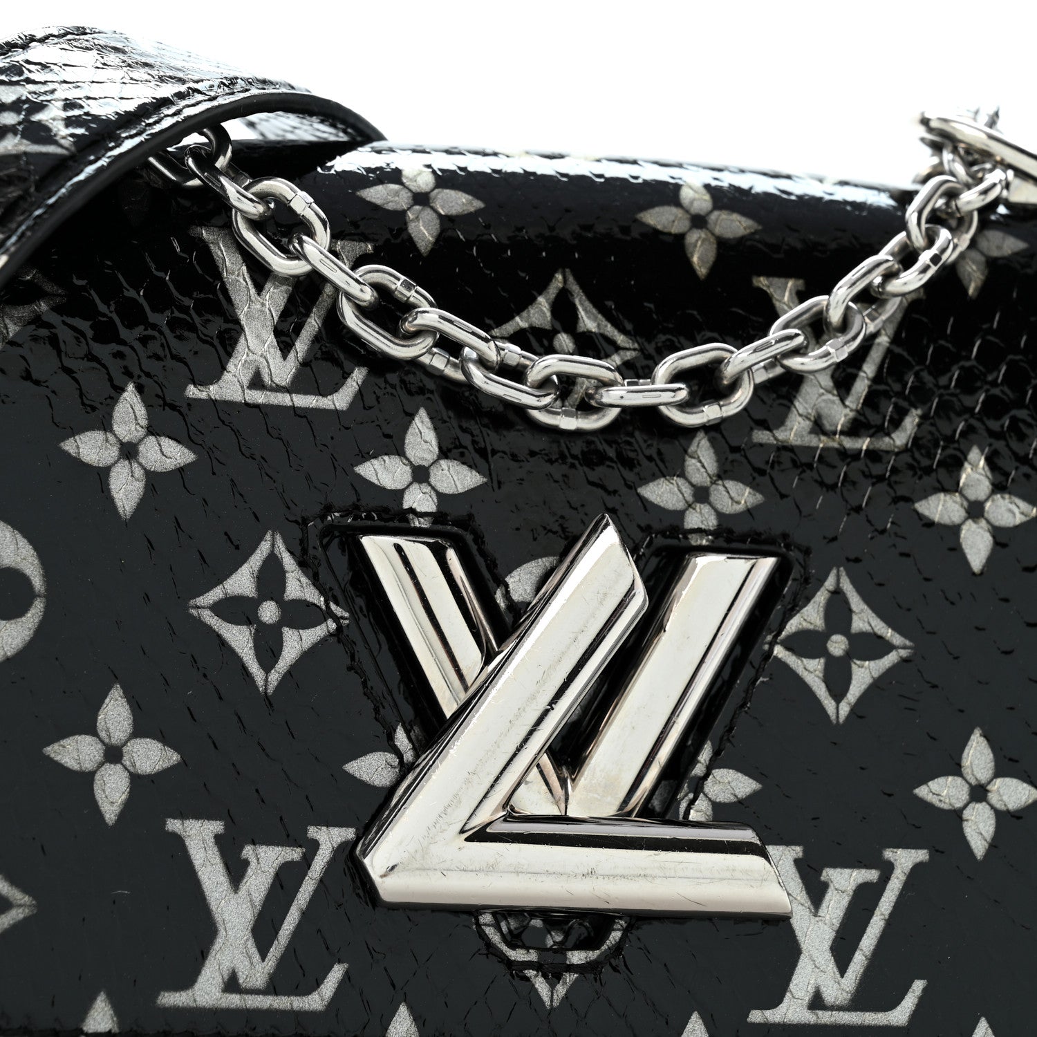 Louis Vuitton Snakeskin Monogram Twist Shoulder Bag PM Black 12 of 13
