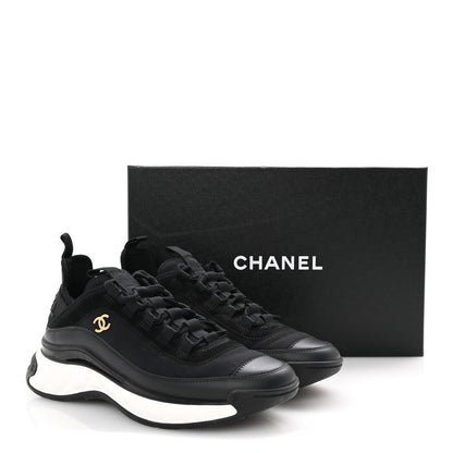Chanel Velvet Calfskin Mixed Fibers CC Sneakers 38.5 Black 10 of 10