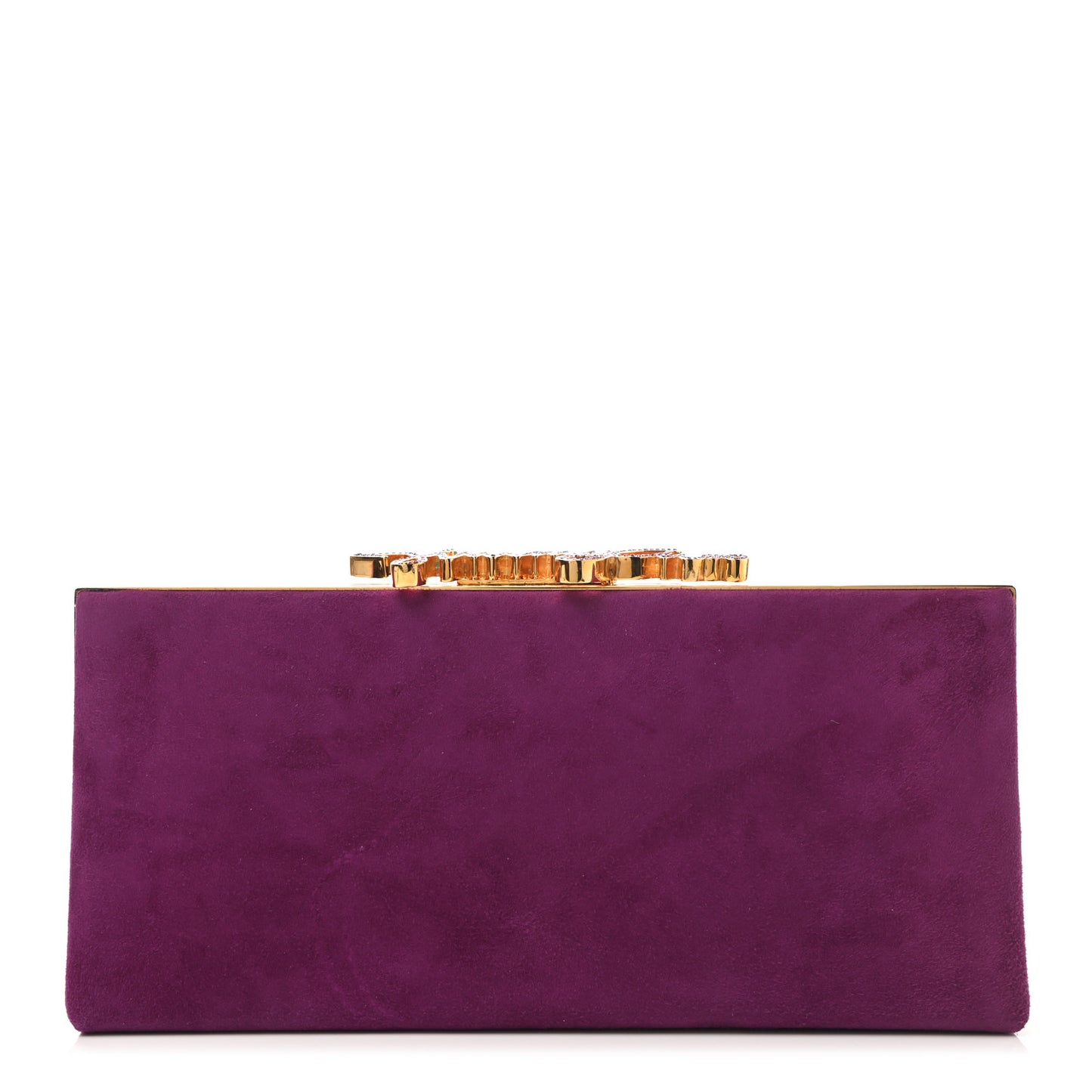 Suede Celeste Logo Clutch Purple