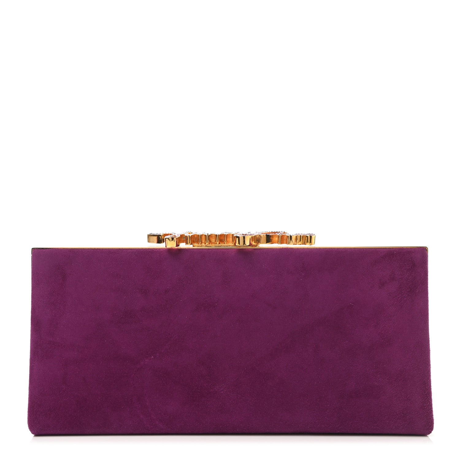 Jimmy Choo Suede Celeste Logo Clutch Purple 1 of 6