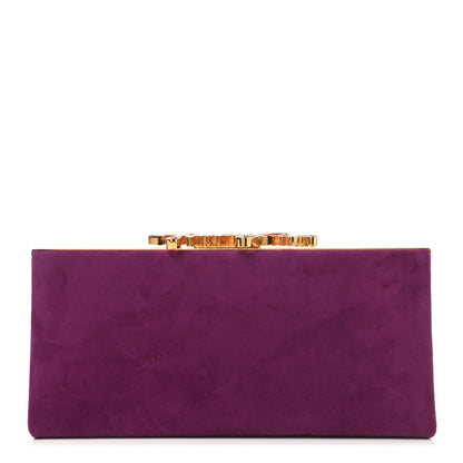 Jimmy Choo Suede Celeste Logo Clutch Purple 1 of 6