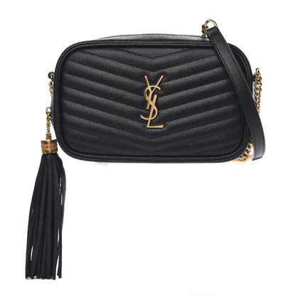 Saint Laurent Grain De Poudre Matelasse Monogram Mini Lou Camera Bag Black 1 of 11