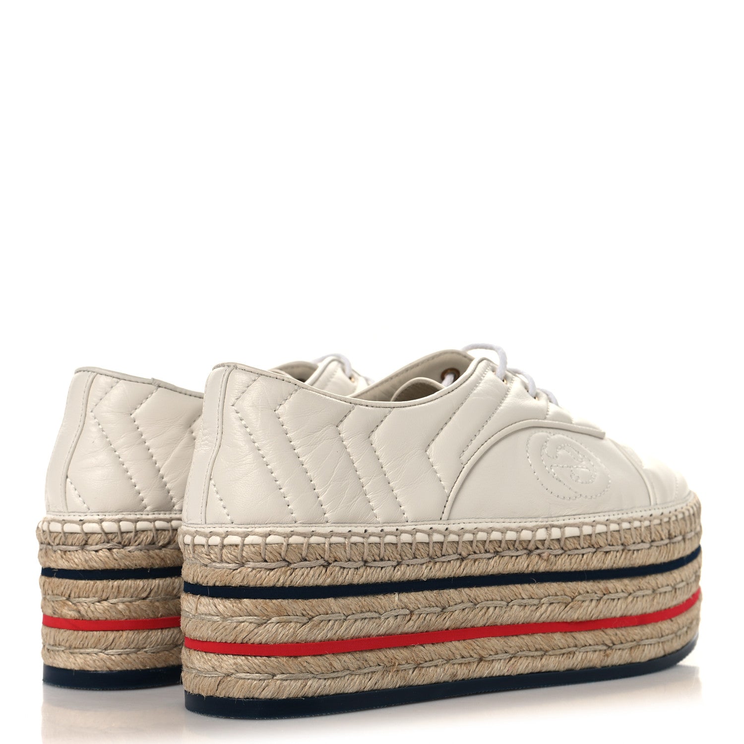 Gucci Nappa Matelasse GG Pilar Flatform Lace-Up Espadrilles 36.5 Great White 5 of 9