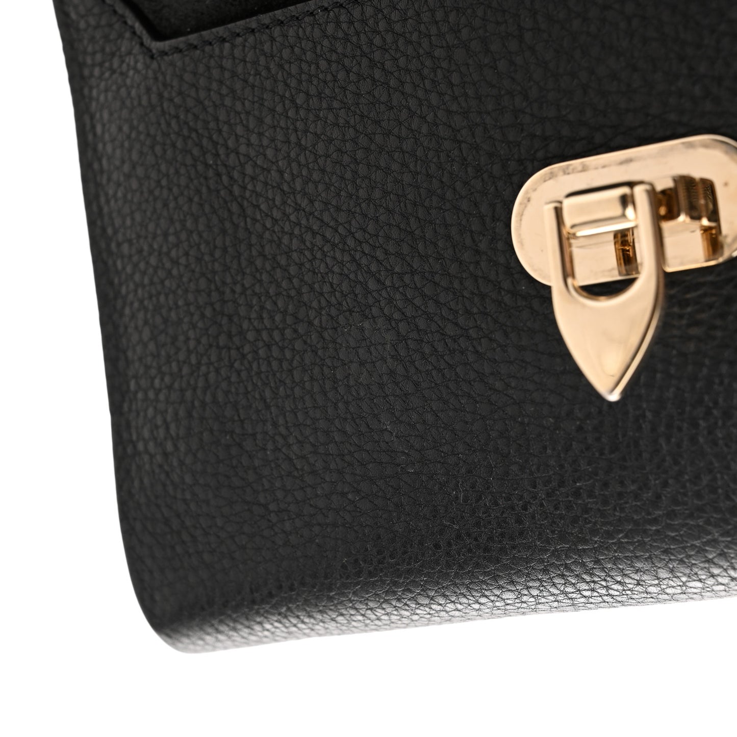 Pebbled Calfskin Rockstud Double Flap Crossbody Bag Black