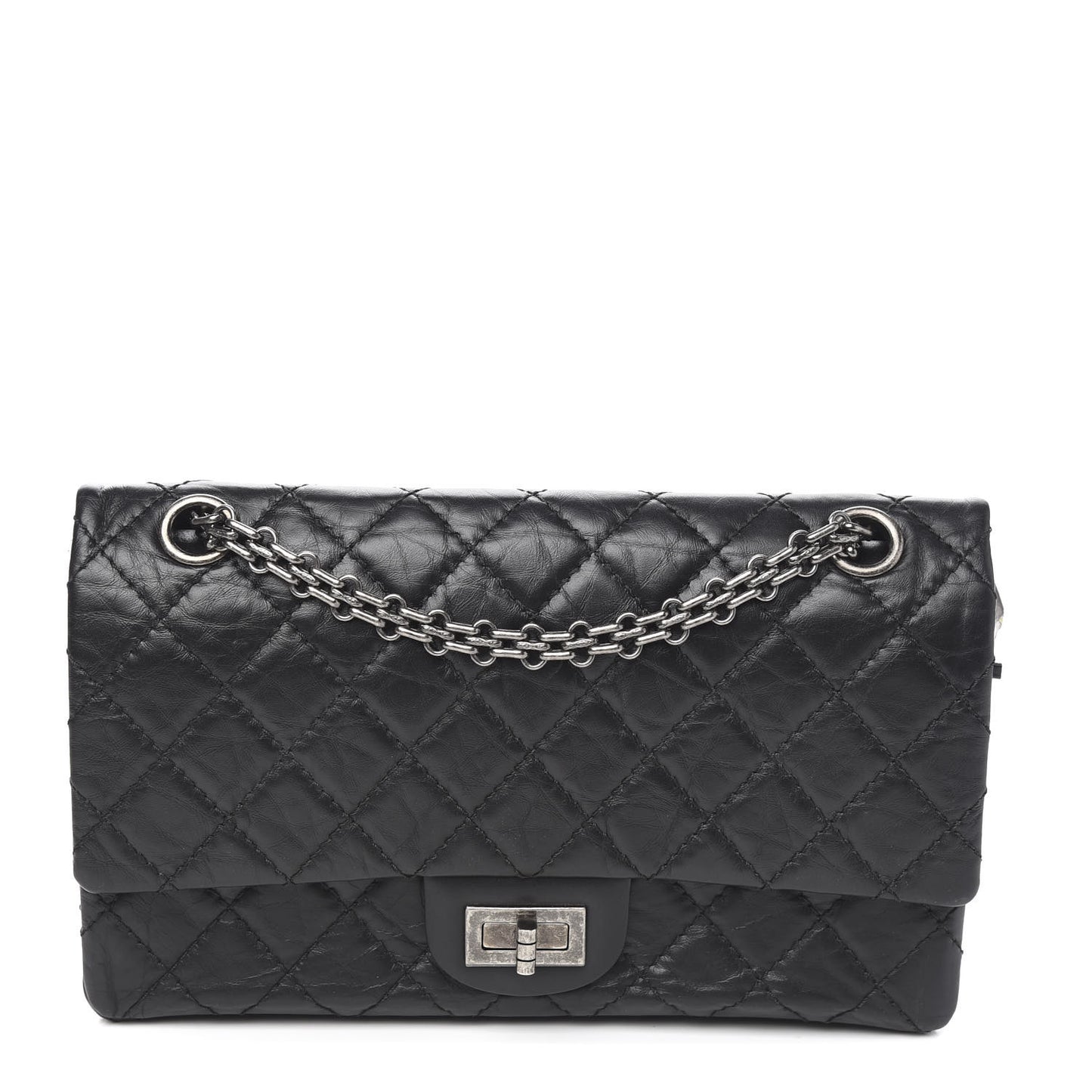 Aged Calfskin Quilted 2.55 Reissue 225 Flap Black