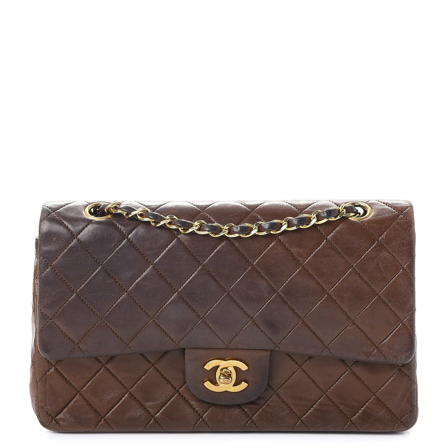 Lambskin Medium Double Flap Brown