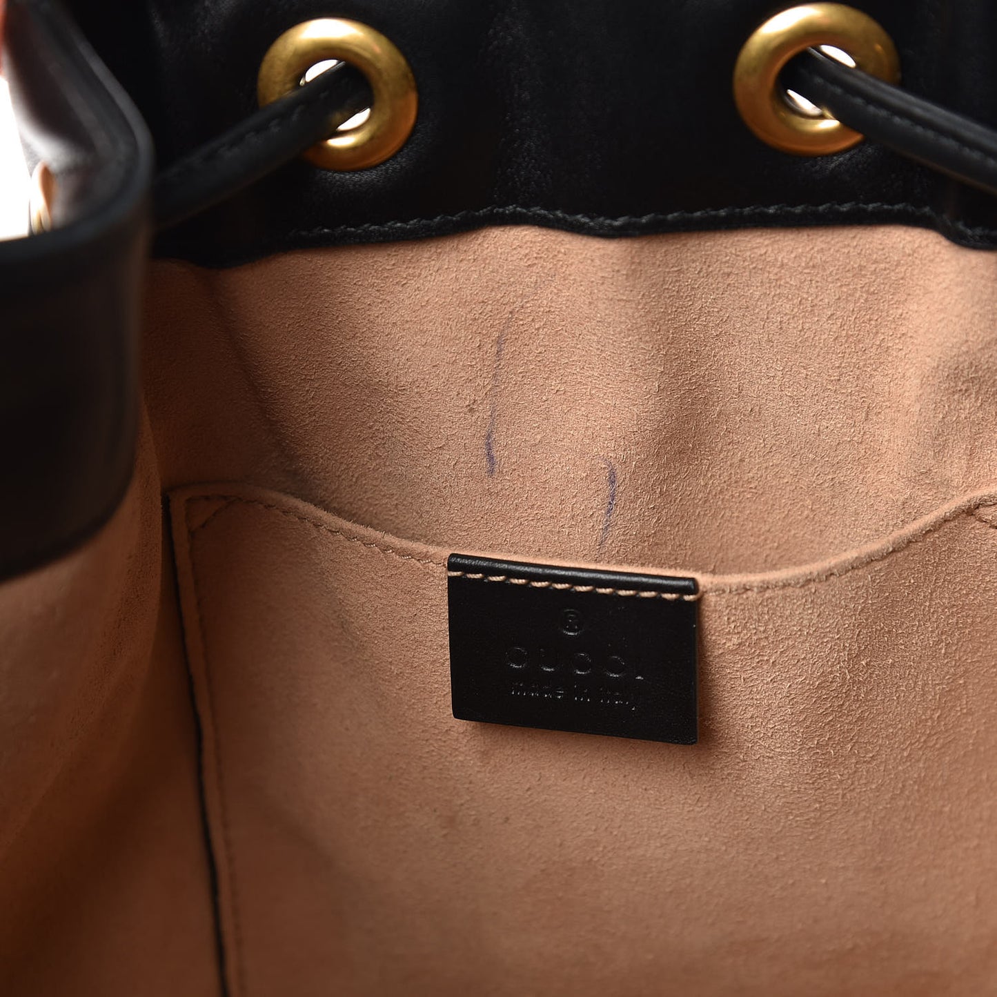 Calfskin Matelasse Sylvie Web GG Marmont Bucket Bag Black