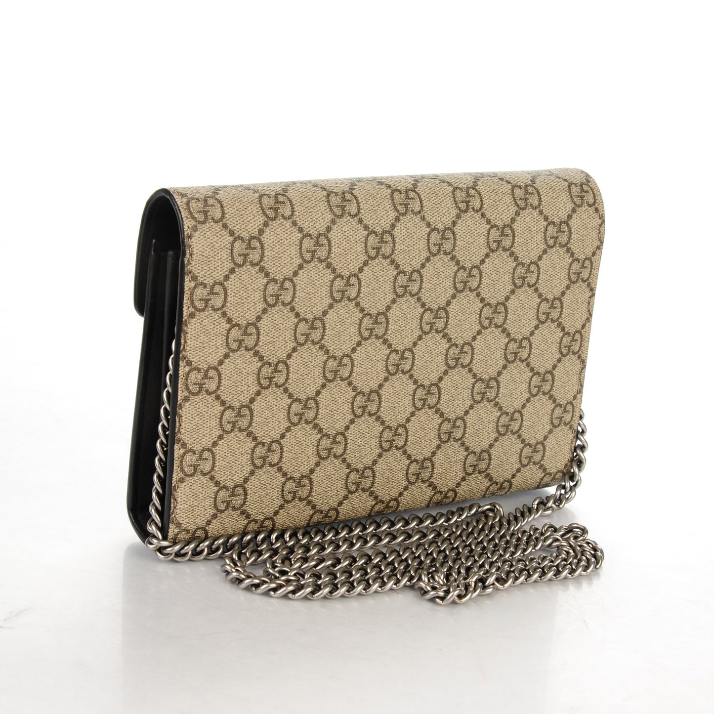 GG Supreme Monogram Mini Dionysus Chain Wallet Beige Black