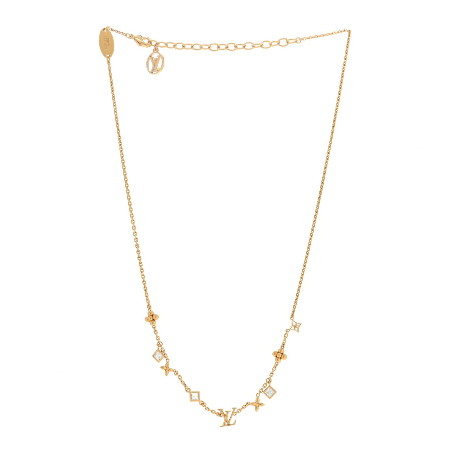 Metal Crystal LV In The Sky Necklace Gold