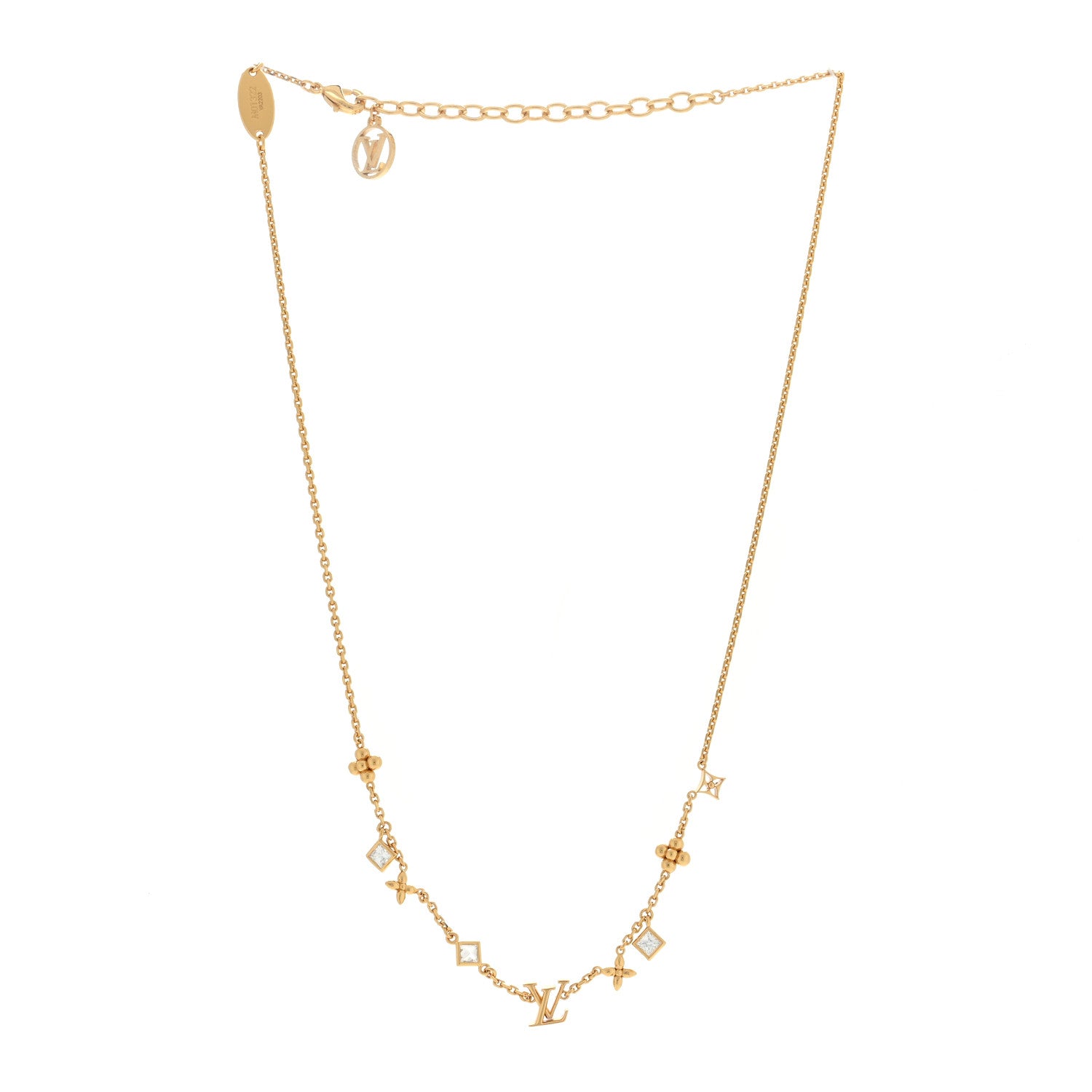 Louis Vuitton Metal Crystal LV In The Sky Necklace Gold 2 of 4