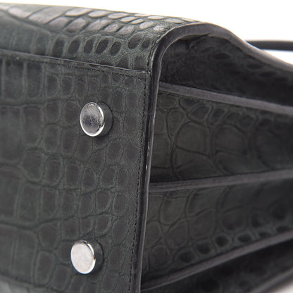 Saint Laurent Calfskin Crocodile Embossed Baby Sac De Jour Dusty Black 11 of 15