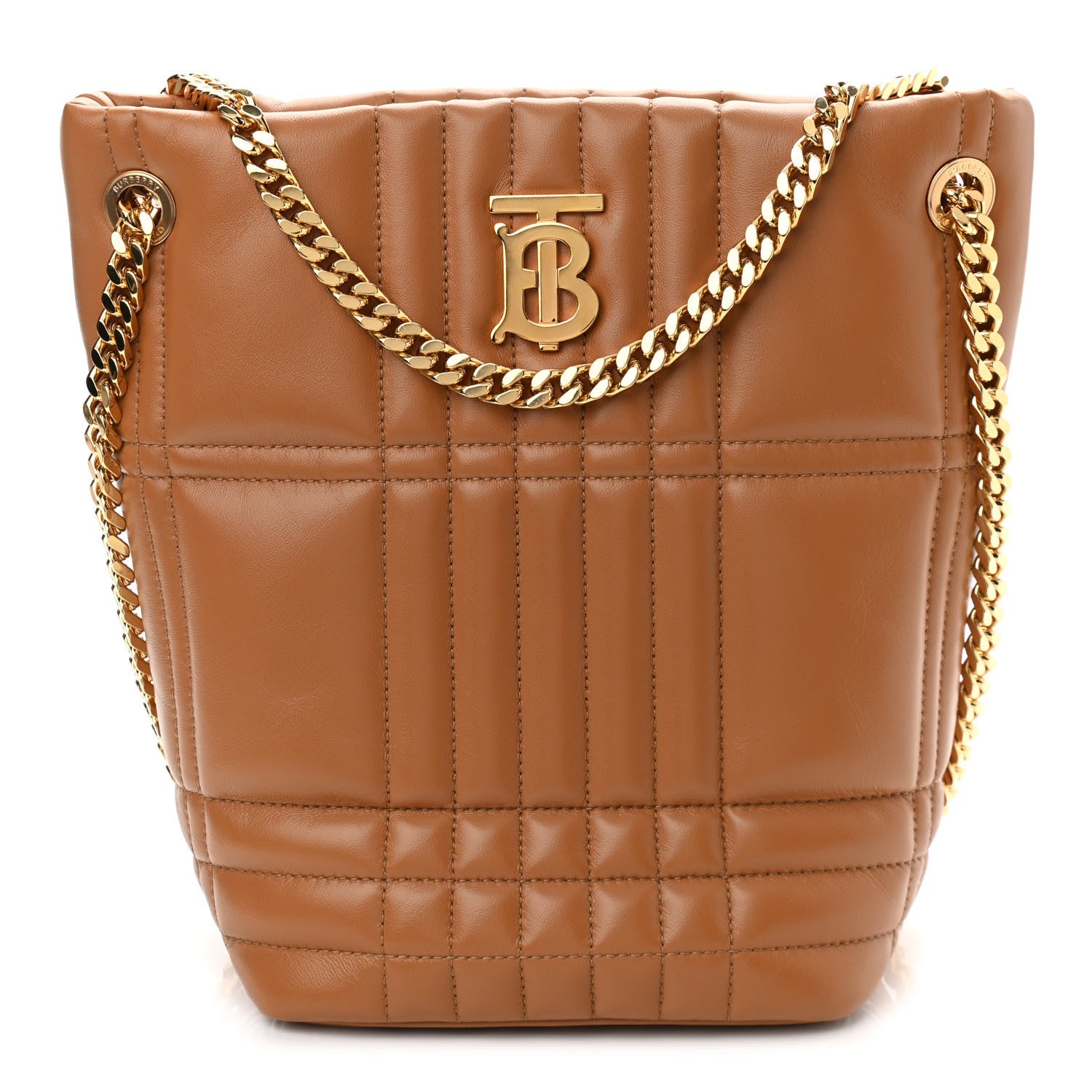 Burberry Lambskin Quilted Small Lola Bucket Bag Maple Brown 1 of 8