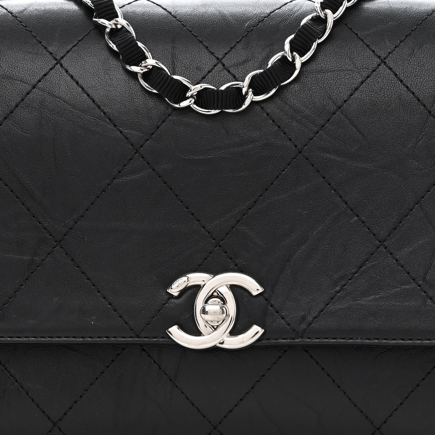 Chanel Crumpled Calfskin Flap Bag Black 8 of 11
