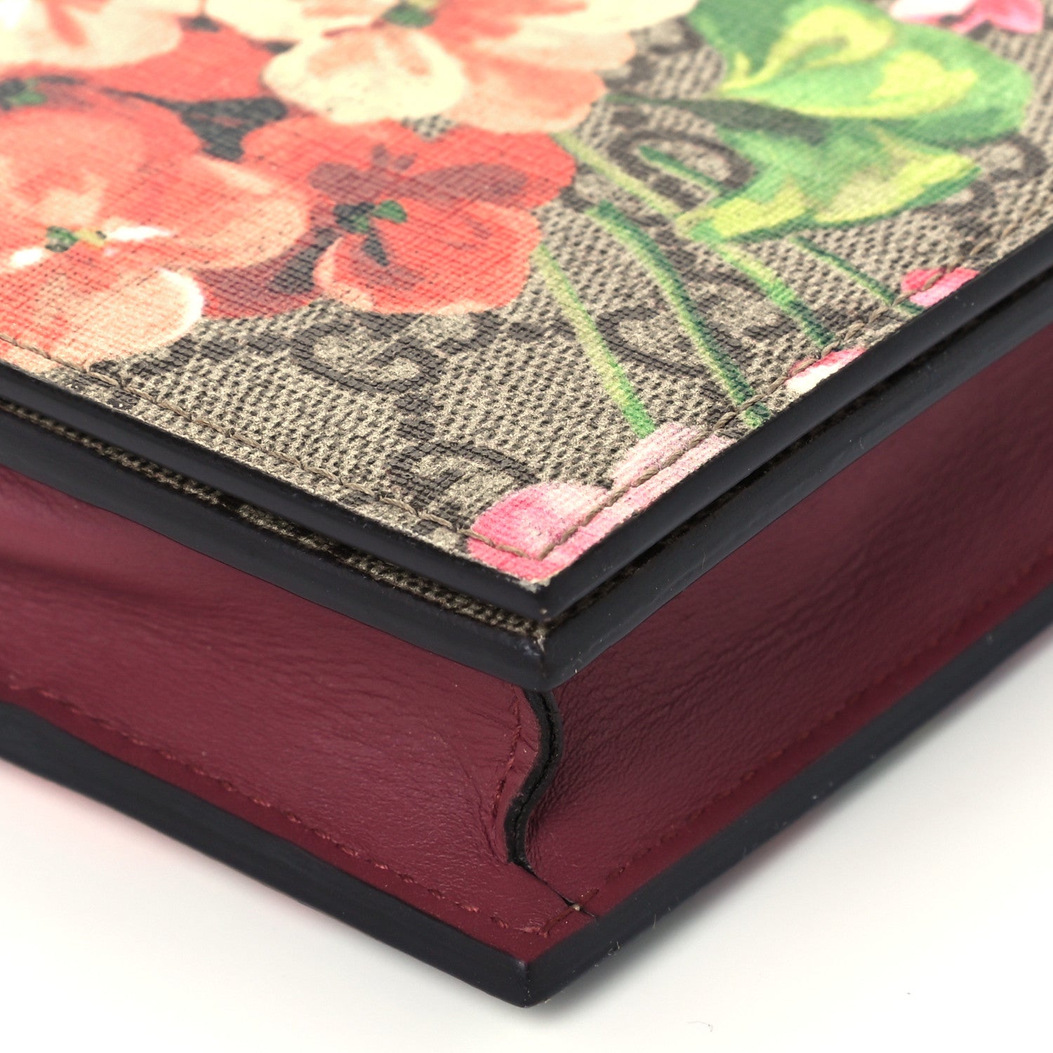 Gucci GG Supreme Monogram Blooms Chain Wallet Beige Multicolor Dry Rose 9 of 11