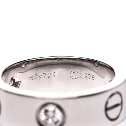 Cartier 18K White Gold 3 Diamond 5.5mm LOVE Ring 48 4.5 5 of 6