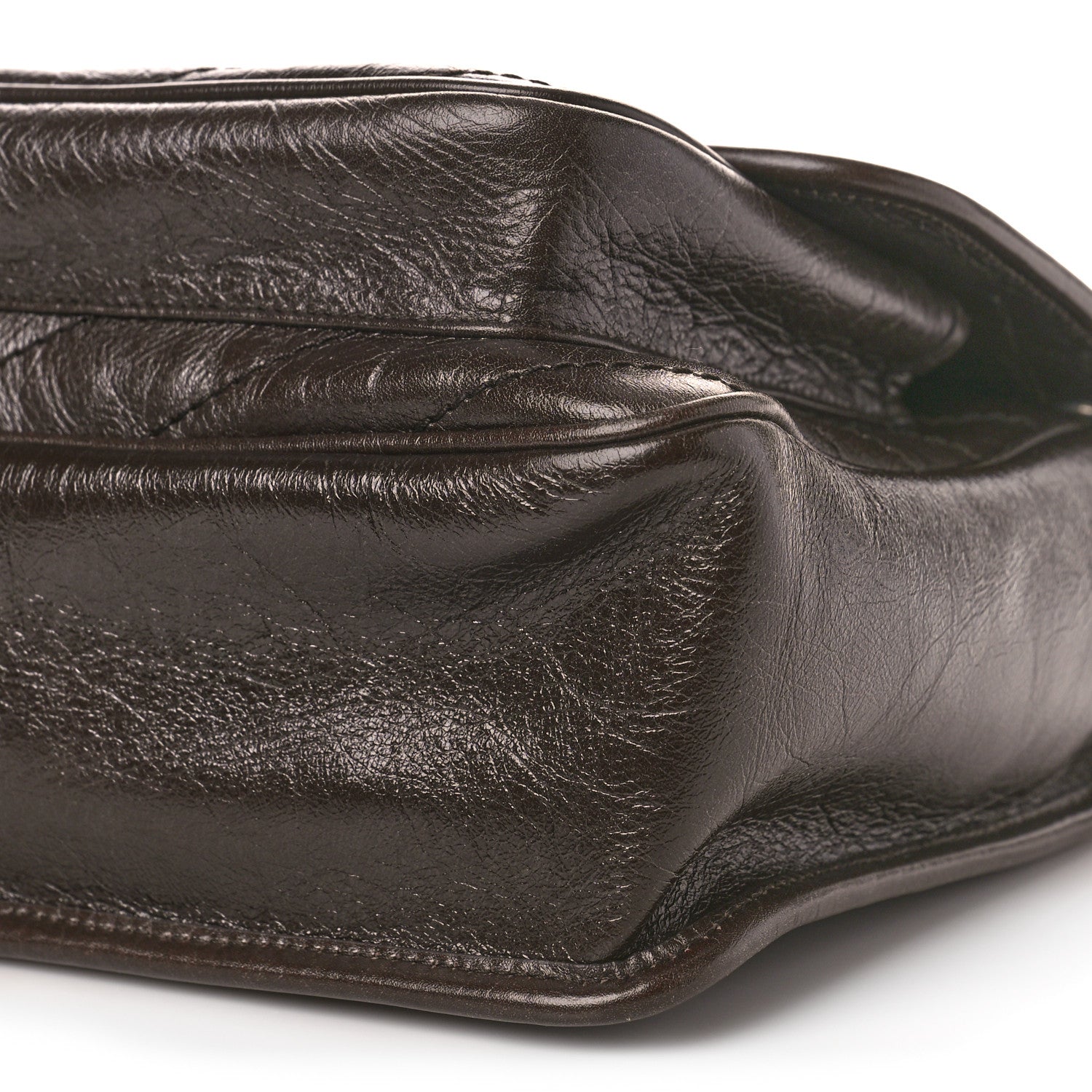 Saint Laurent Crinkled Calfskin Matelasse Monogram Medium Niki Chain Satchel Chocolate 8 of 8