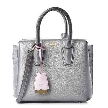 MCM Metallic Grained Calfskin Mini Milla Tote Spike Silver 1 of 13
