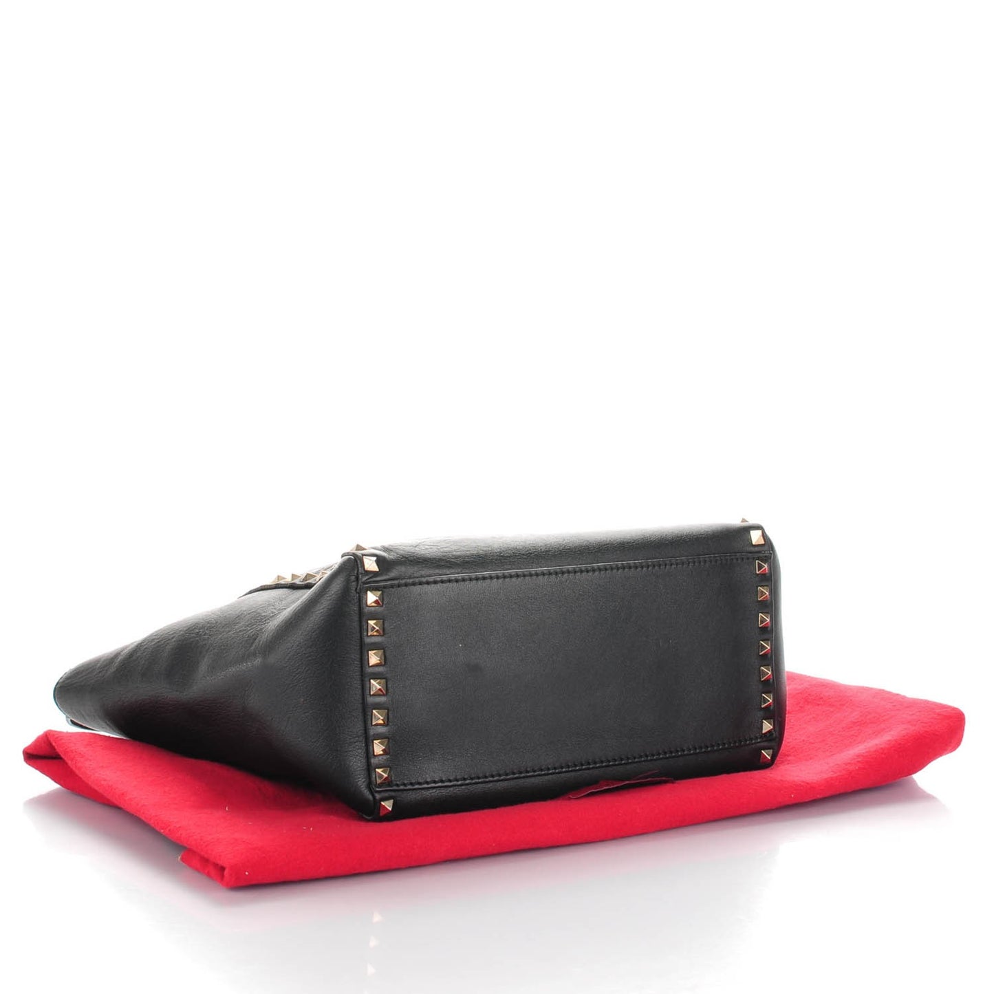 Vitello Rockstud Double Handle Tote Black