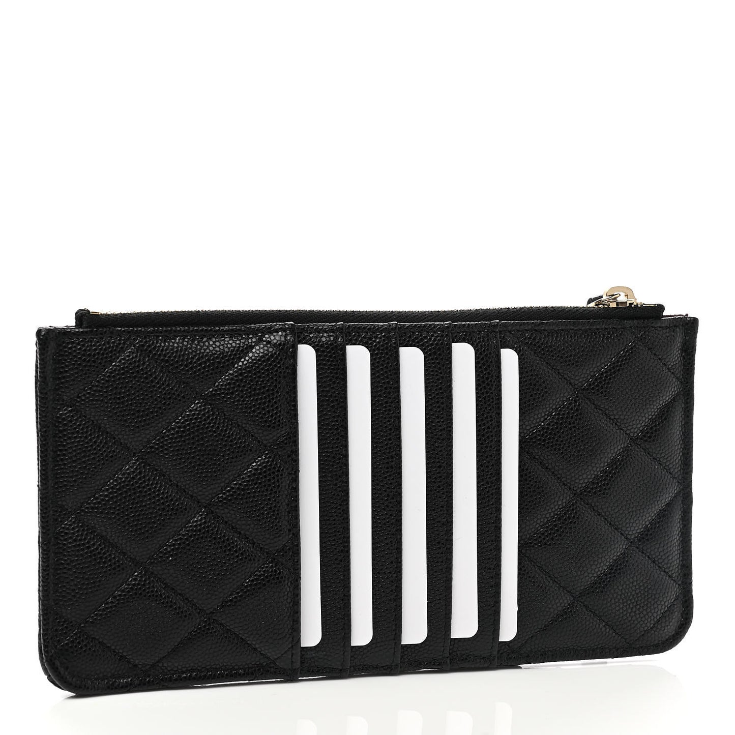 Caviar Quilted Classic Flat Wallet Pouch Black