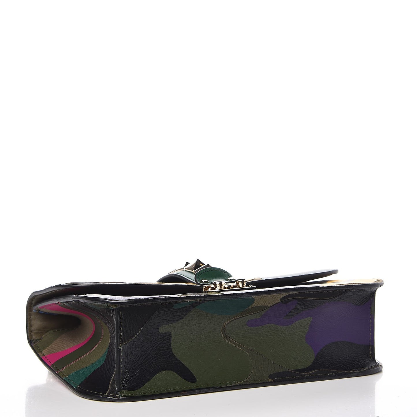 Nappa Canvas Camouflage Medium Glam Lock Rockstud Flap Multicolor