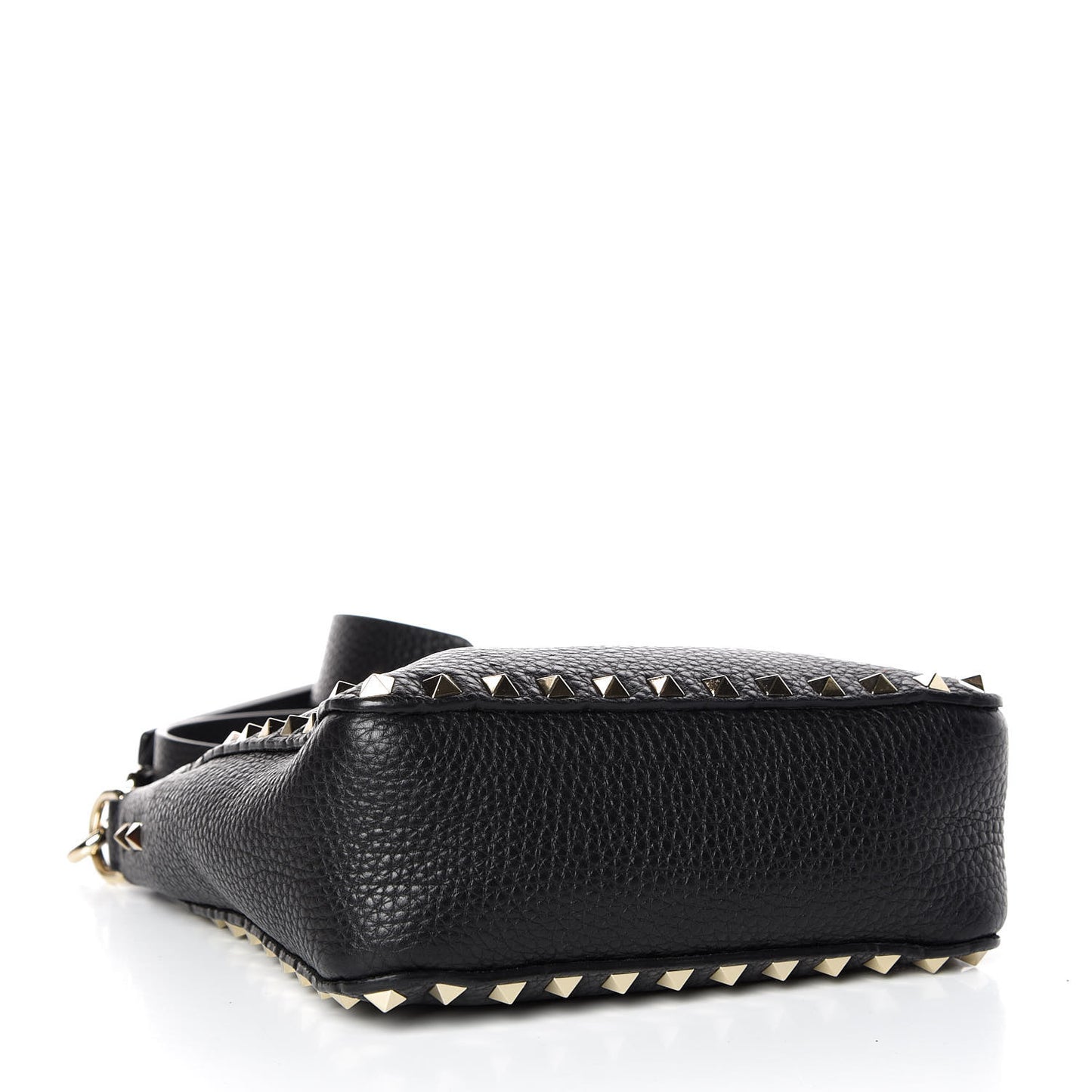 Pebbled Calfskin Mini Rockstud Flip-Lock Messenger Bag Black