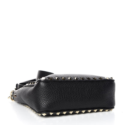 Valentino Garavani Pebbled Calfskin Mini Rockstud Flip-Lock Messenger Bag Black 4 of 8