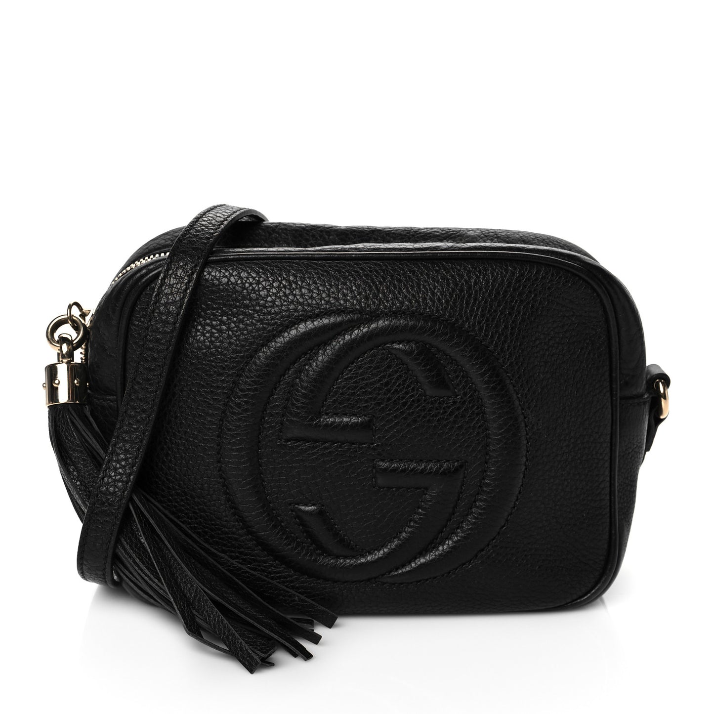 Pebbled Calfskin Small Soho Disco Bag Black