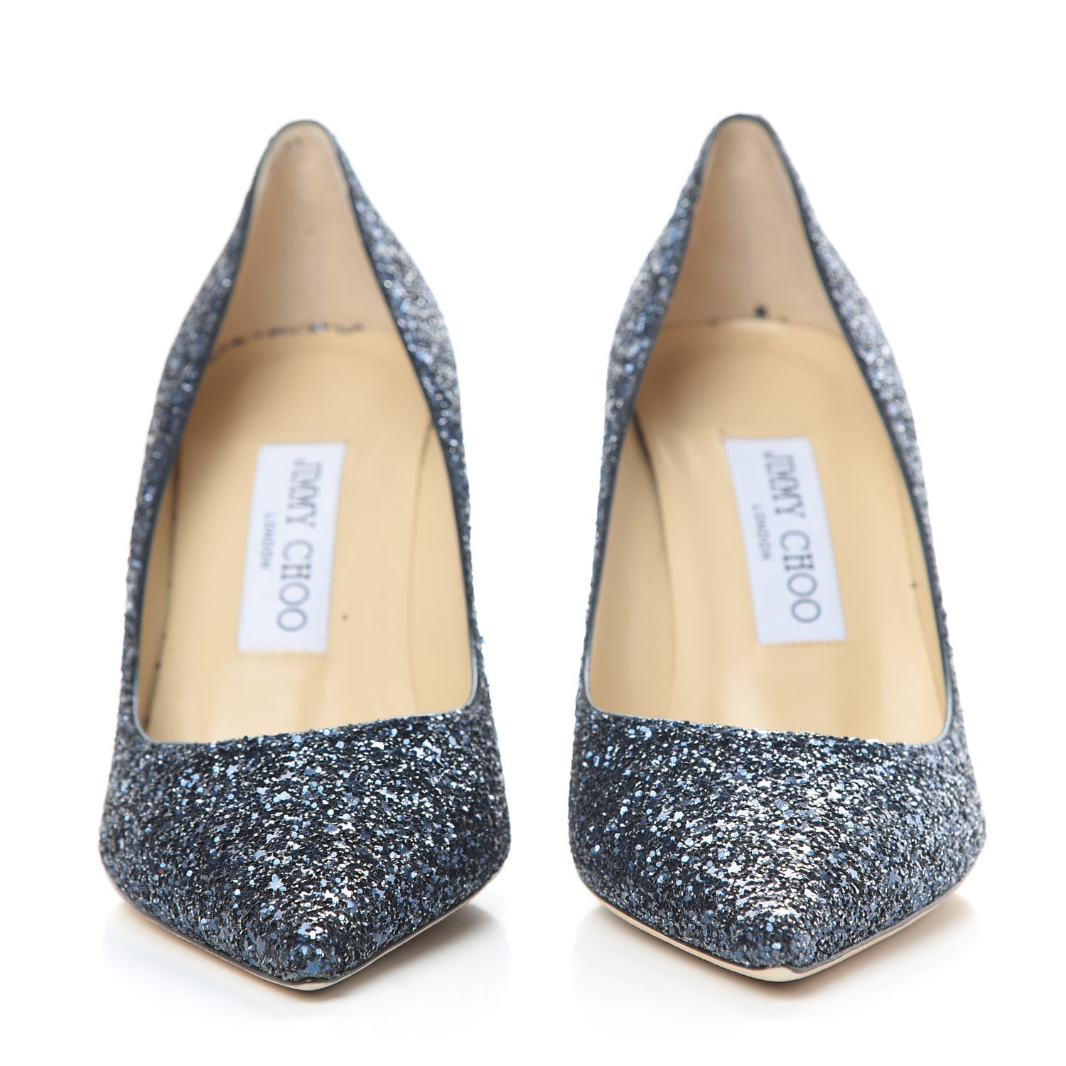 Jimmy Choo Coarse Glitter Fabric Agnes 85 Pumps 36 Navy 2 of 8