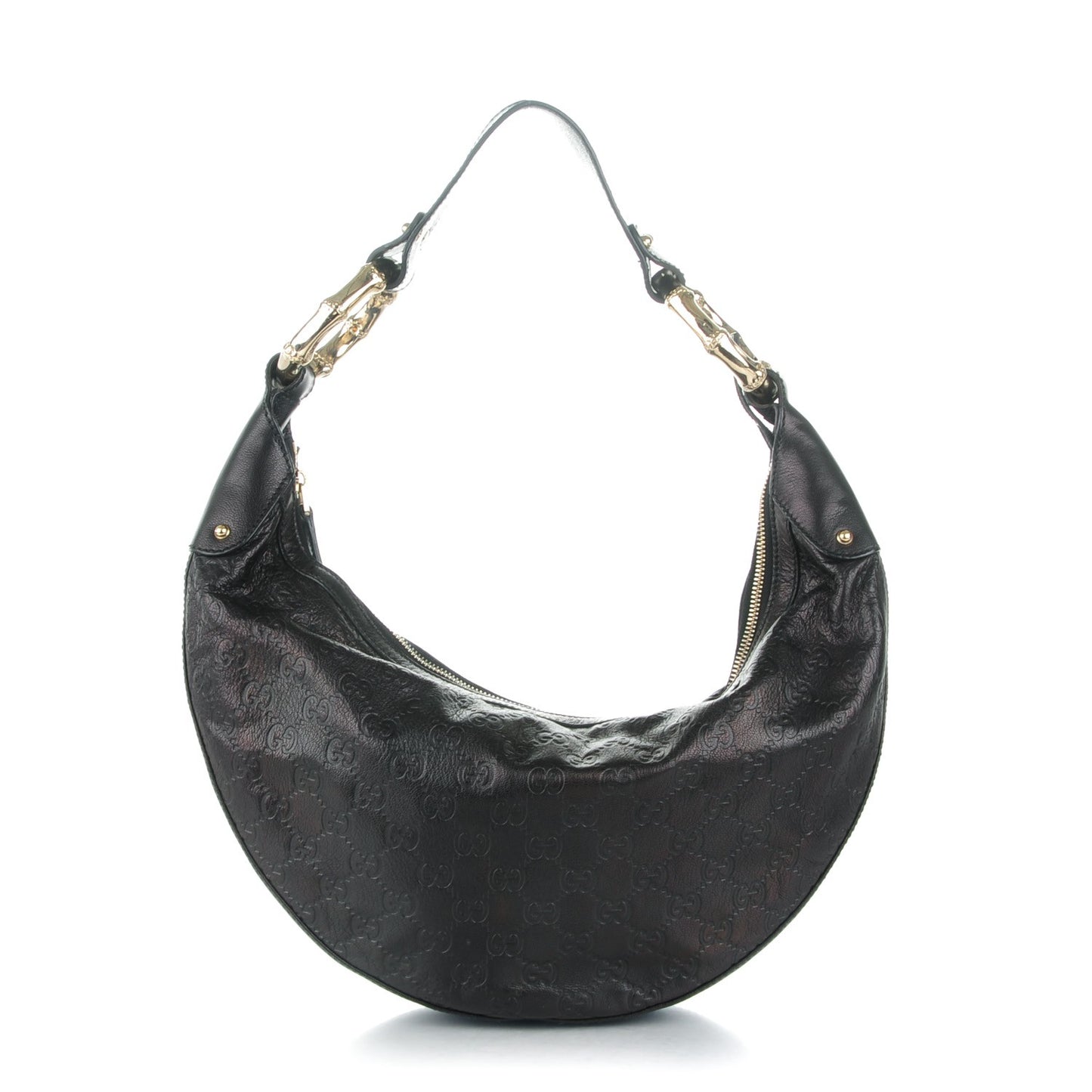 Guccissima Half Moon Bamboo Ring Hobo Black
