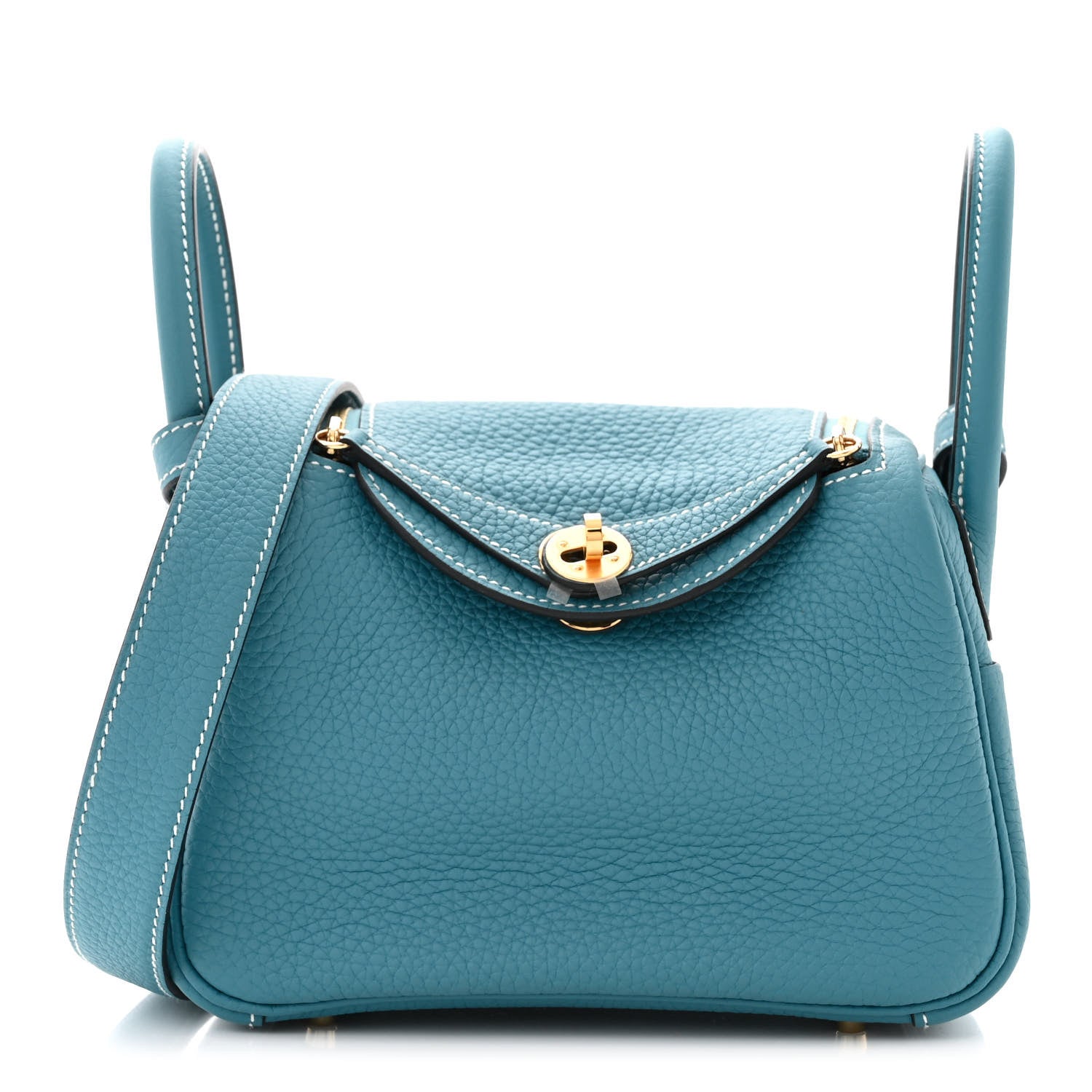 Hermes Taurillon Clemence Mini Lindy 20 New Bleu Jean 1 of 11