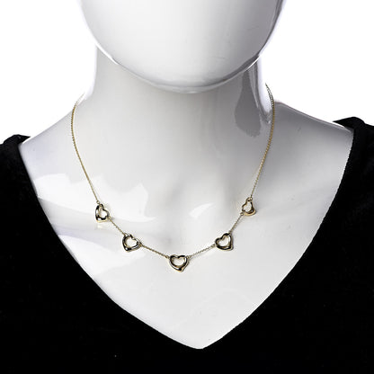 Tiffany 18K Yellow Gold Elsa Peretti 5 Open Heart Station Necklace 2 of 4