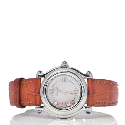 Chopard Stainless Steel Alligator 5 Diamond Pink Sapphire 26mm Happy Sport Quartz Watch 3 of 9