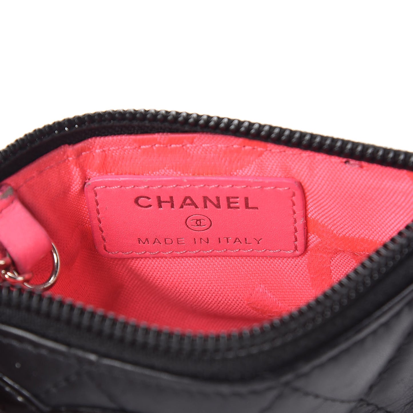 Calfskin Quilted Cambon Key Pouch Black