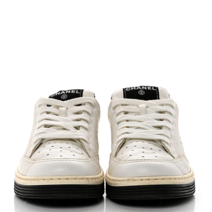 Chanel Calfskin Womens Logo Sneakers 39.5 White Black 2 of 10
