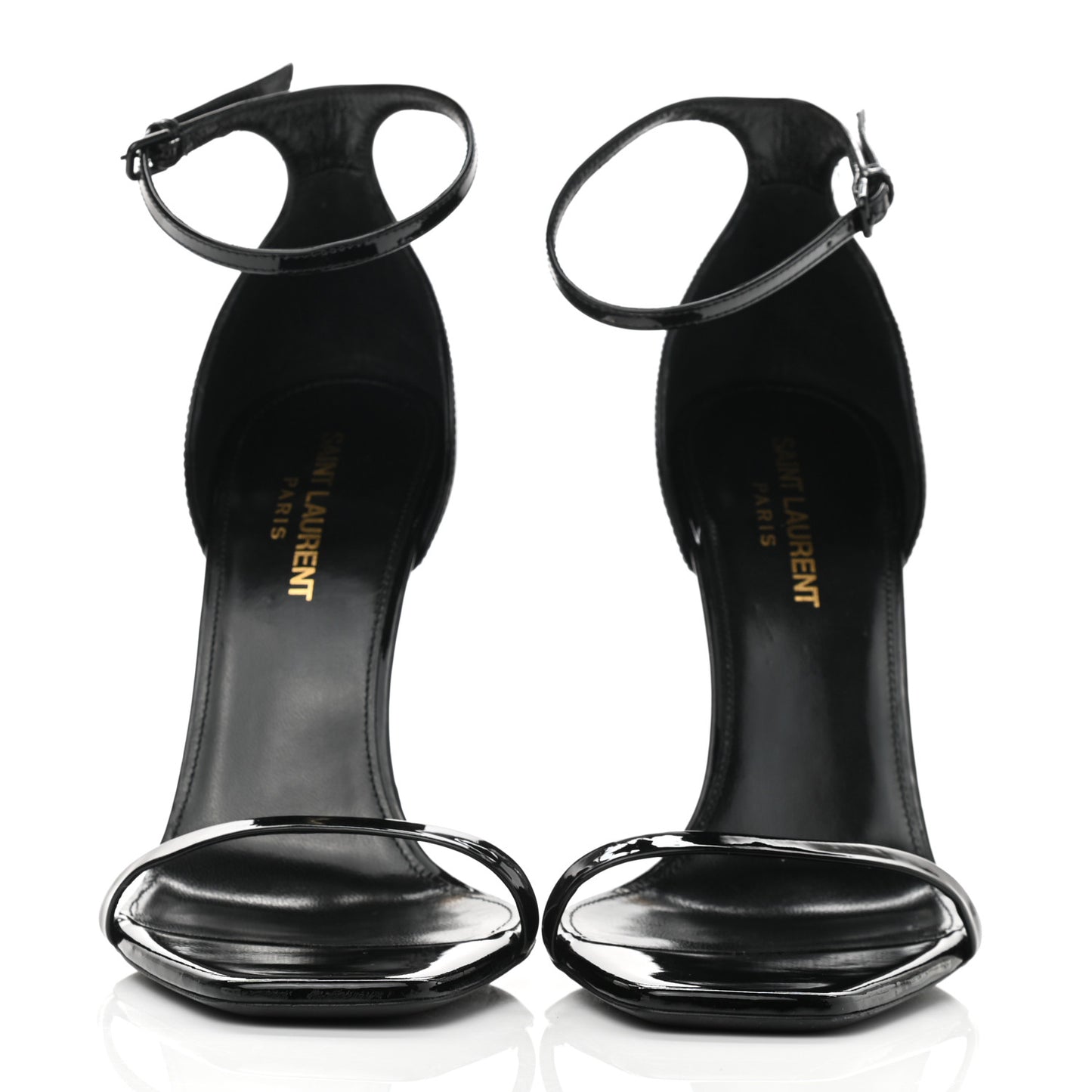 Patent Calfskin Opyum 110 Sandals 38.5 Black Gold