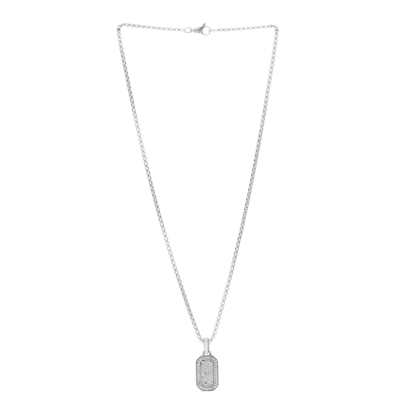 Sterling Silver Diamond Streamline Amulet Pendant Necklace
