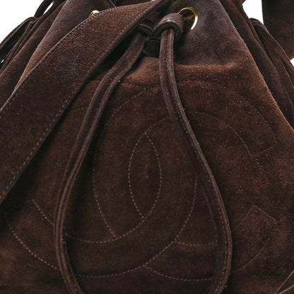 Chanel Suede Drawstring Tassel Bucket Bag Brown 9 of 14