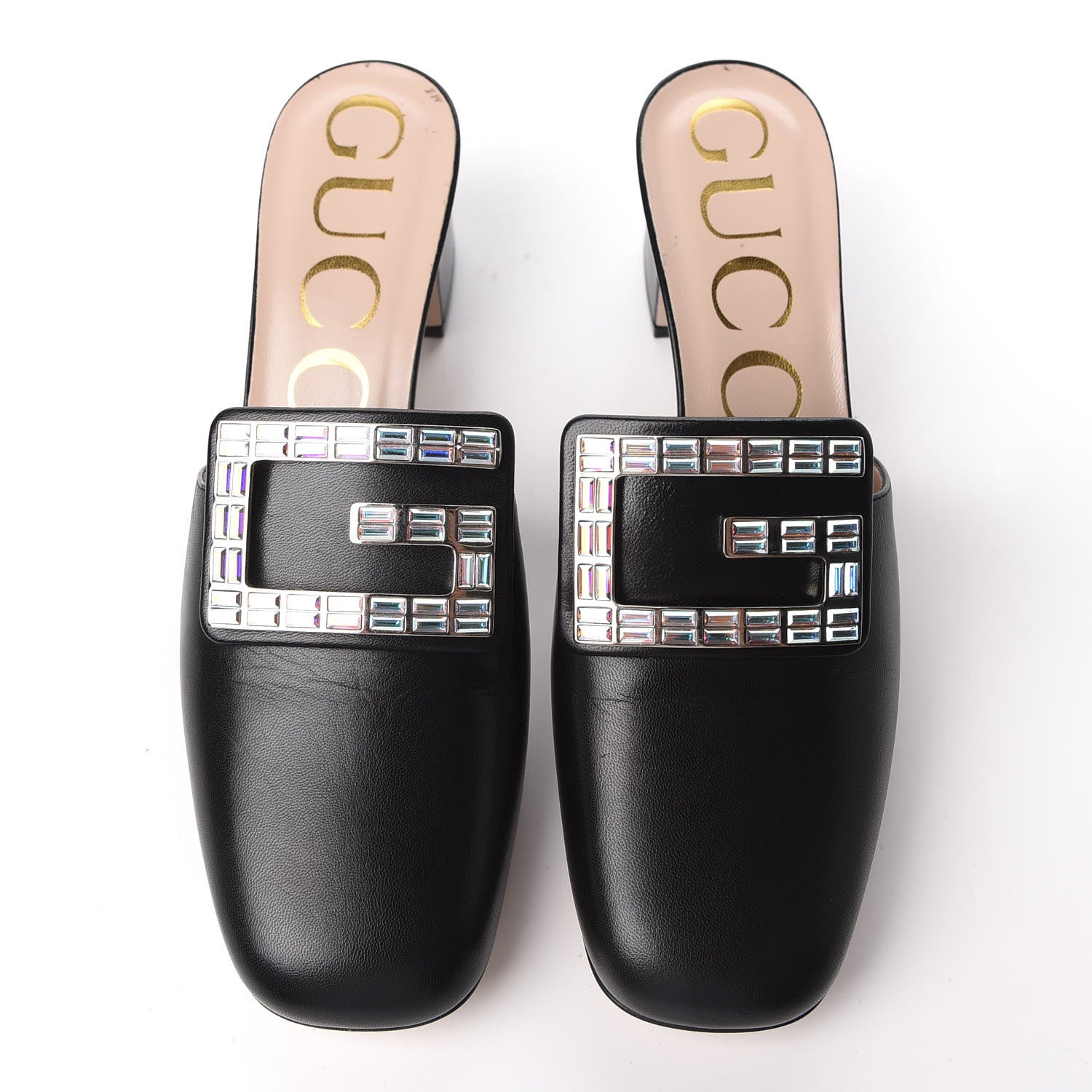 Gucci Malaga Kid Crystal Square G Madelyn Mules 36.5 Black 5 of 11