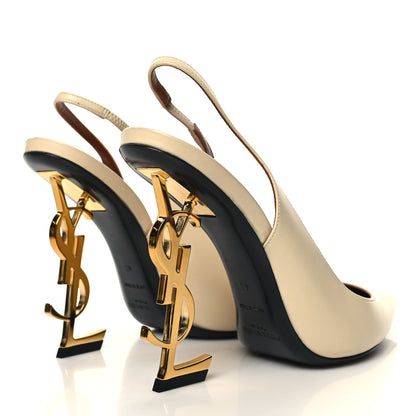 Saint Laurent Calfskin Opyum 110 Slingback Pumps 40 Real Beige 4 of 9