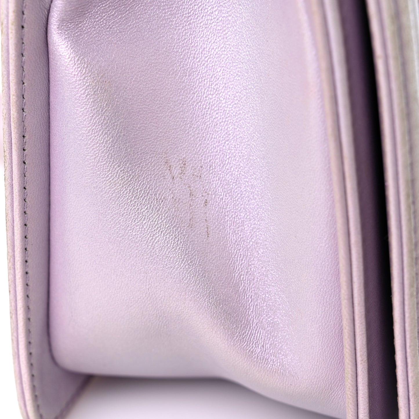 Metallic Lambskin Chevron Quilted Medium Boy Flap Purple