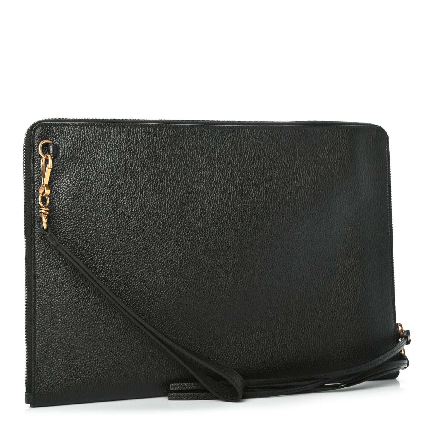 Grained Calfskin Neo Classic Gold Hardware Pouch Black
