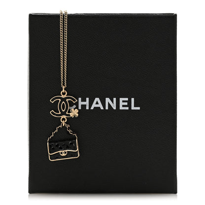 Chanel Enamel Charming Chic Classic Flap CC Charm Necklace Black 6 of 6